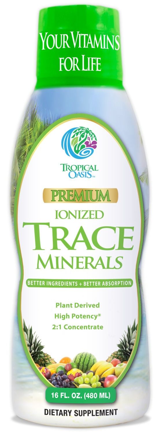 Tropical Oasis - Premium Ionized Plant Based Trace Minerals Liquid Formula- 74 essential minerals in liquid form for up to 96 Absorption - 16 oz, 32 servings