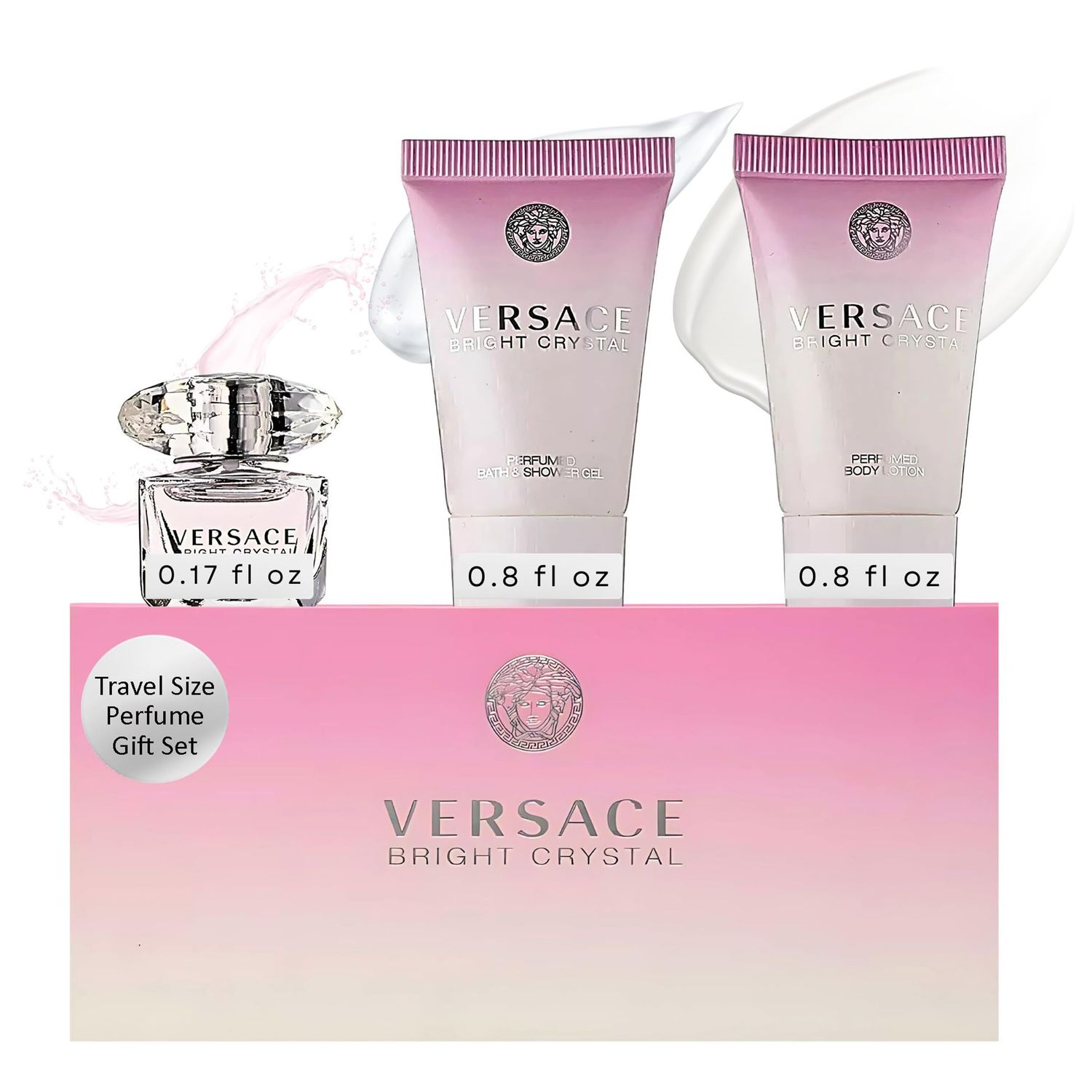 Versace Versace Bright Crystal By Versace for Women - 3 Pc Gift Set 5ml Edt Splash, 2x25ml Shower Gel, Body, 3count