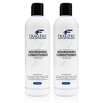 FRAGFRE Fragrance Free Conditioner 12 oz (2-Pack Gift Set) - Parabens Free Hypoallergenic - Hair Conditioner for Sensitive Skin - Deep Conditioning for Normal Treated and Fragile Hairs - Vegan GFCF