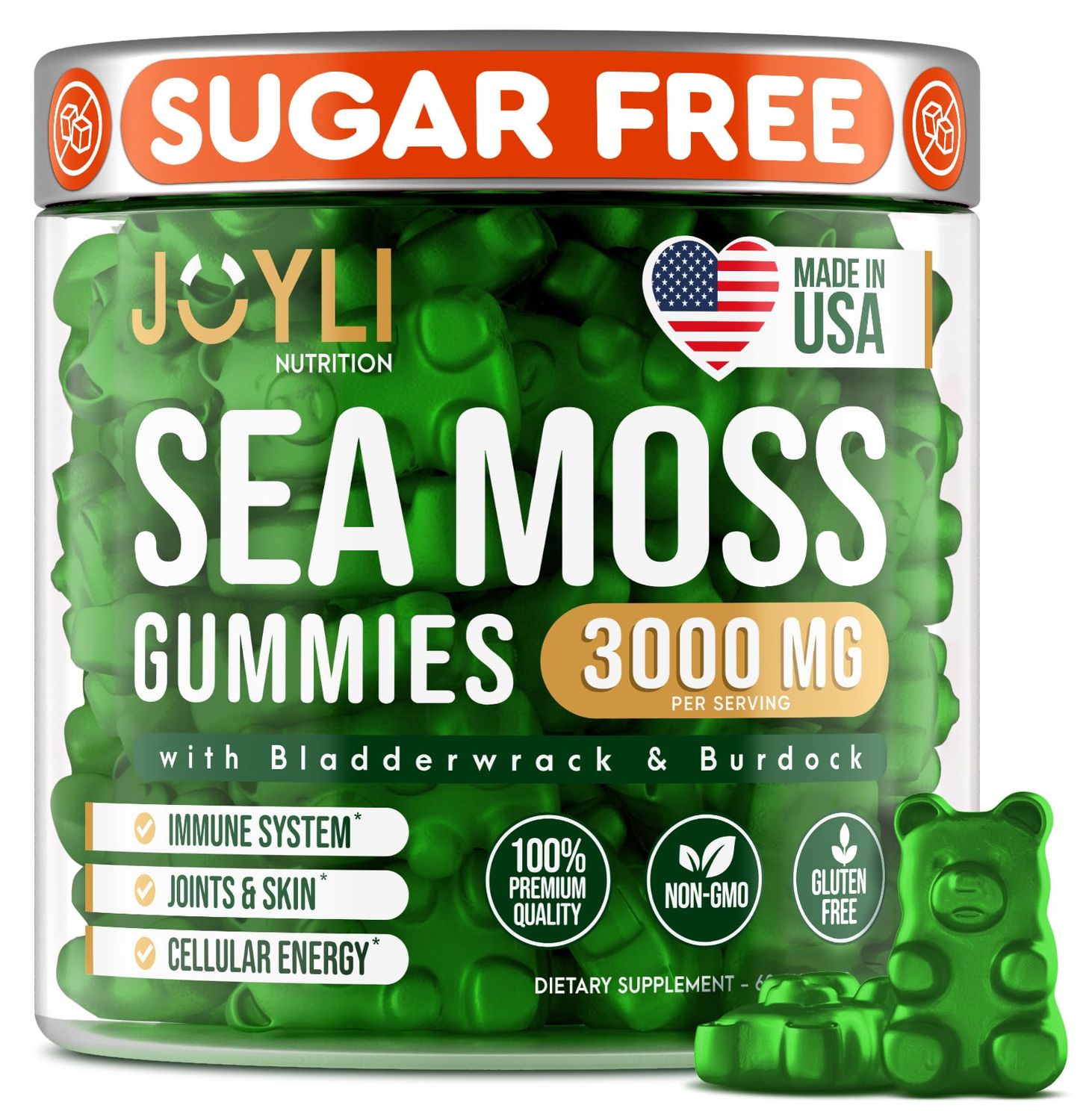 Sea Moss Gummies - Irish Seamoss Gummies for Adults Kids - Advanced Superfood Supplement with Natural Sea Moss Gel, Bladderwrack Burdock Root Extract - 60 Vegan Irish Moss Gummy Bears