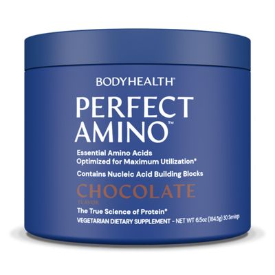 BodyHealth PerfectAmino Powder - BCAA and EAA Powder for Pre and Post Workout - Amino Acid Energy Drink for Men and Women to Support Lean Muscle and Recovery - Chocolate - 30 Servings