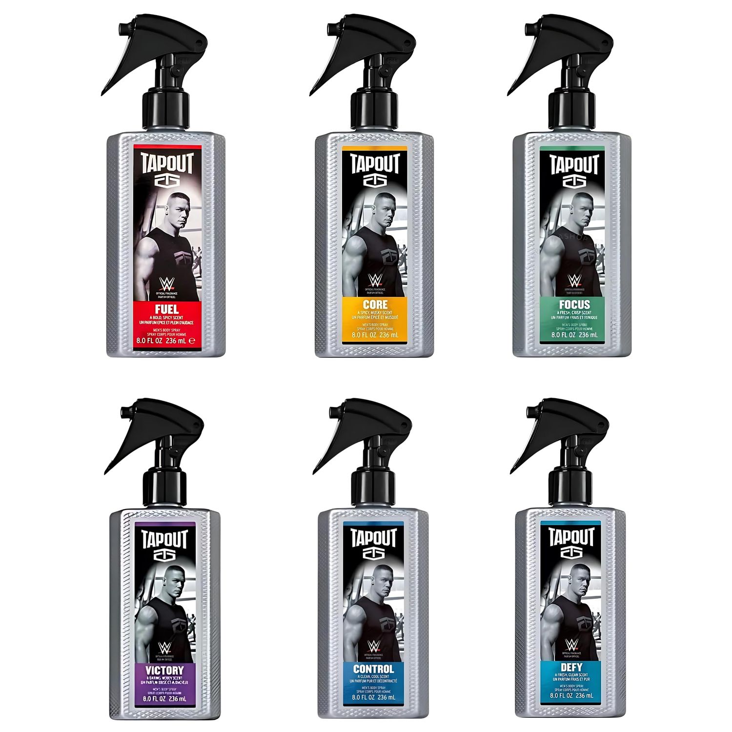 Tapout Body Spray for Men - Fragrance Variety Set, 6-Pack Gift Collection, 8 Ounces Each