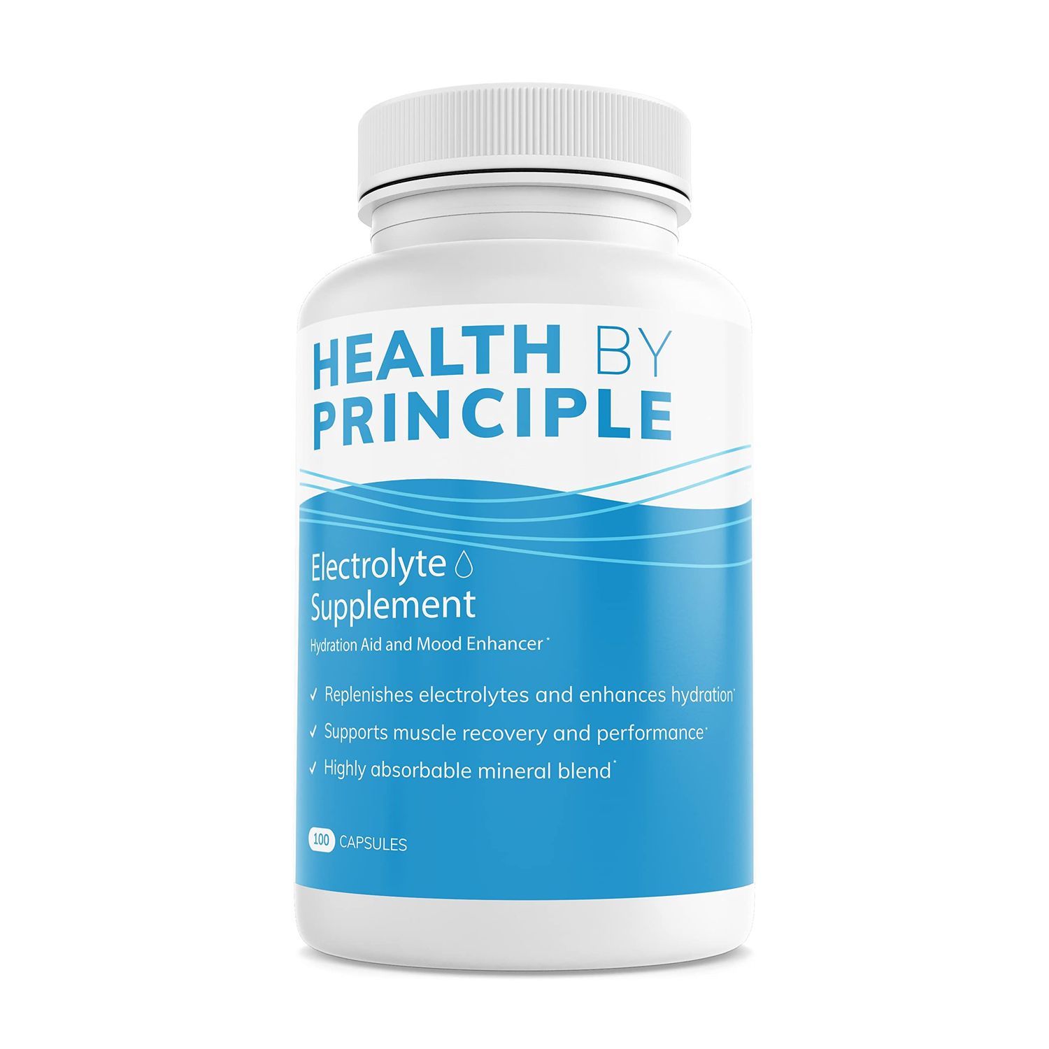 HEALTH BY PRINCIPLE Electrolyte Supplement (No Iodine) - Muscle Cramp Prevention, Rapid Rehydration -100 Easy to Swallow Veggie Capsules