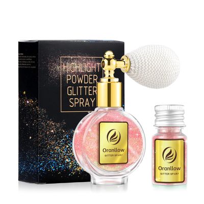 Oranllow Pink Body Glitter Spray - Holographic Shimmer Spray Powder Sparkle for Hair and Body, Face, Clothes, Nail Art Crafts Design, Halloween and Easter Festival Makeup