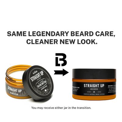 Live Bearded Beard Butter, 3 fl oz - Made in the USA - All-Natural Leave-in Conditioner and Softener with Shea Straight Up Unscented - Fragrance-Free