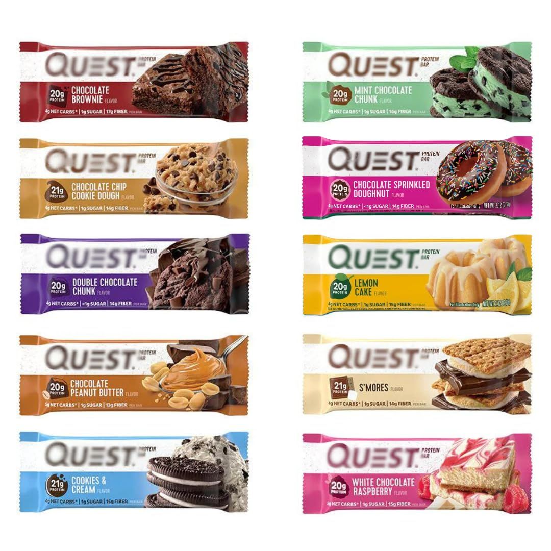 Generic Quests Protein Bars Variety Pack, High Protein, Low Carb, Gluten Free, Keto Friendly 2.12 Oz Bars (10 Pack)