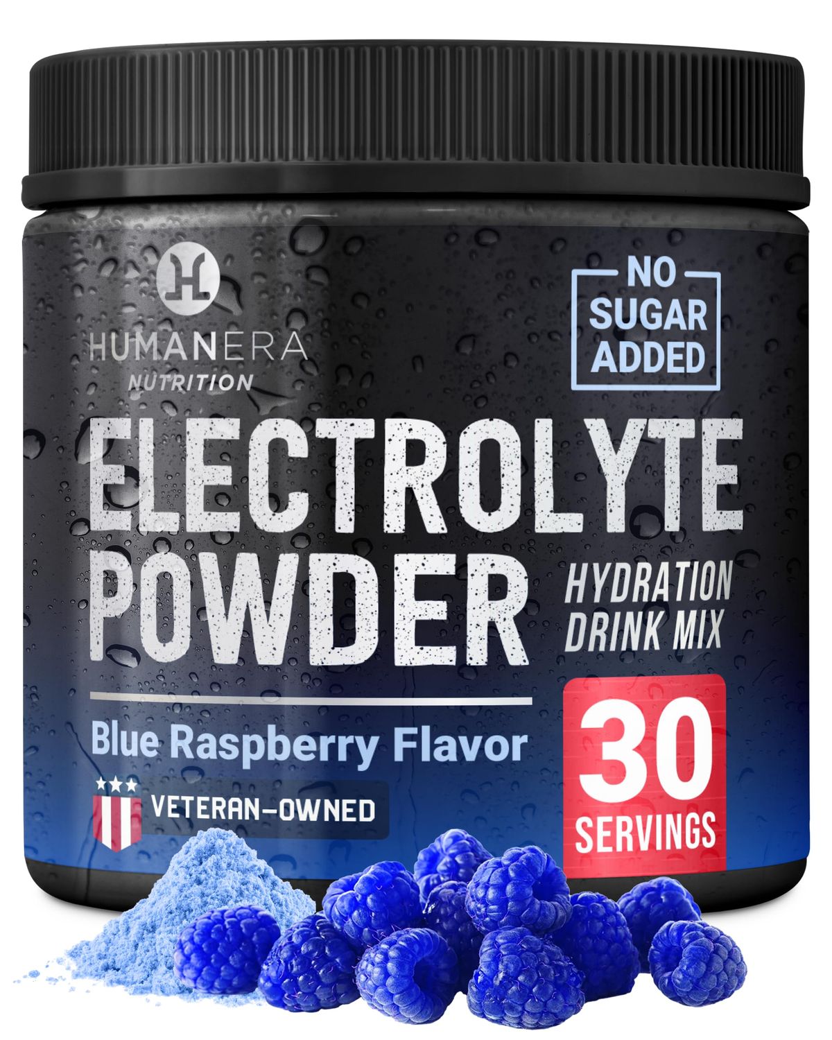 HumanEra Electrolyte Powder Hydration Mix - Blue Raspberry, 30 Servings - No Sugar Electrolyte Powder with Himalayan Sea Salt Stevia - Drink Mix with Vitamins Trace Minerals for Hydration