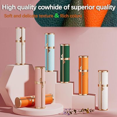 SAWOHO Perfume Travel Refillable Atomizer mini spray travel perfume bottleMini Cologne Dispenser refill bottle5ml Comes in gift box Genuine Leather Bottom-Filling Fragrances Perfume Atomizer(White)