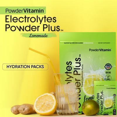 PowderVitamin Electrolytes Powder Plus, Keto, Lemonade, Zero Sugar, 1000mg Potassium, 120mg Calcium, 120mg Magnesium, Non-GMO, Zero Calories, 30 Hydration Packets