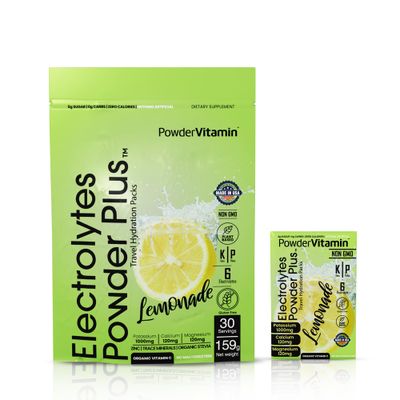 PowderVitamin Electrolytes Powder Plus, Keto, Lemonade, Zero Sugar, 1000mg Potassium, 120mg Calcium, 120mg Magnesium, Non-GMO, Zero Calories, 30 Hydration Packets