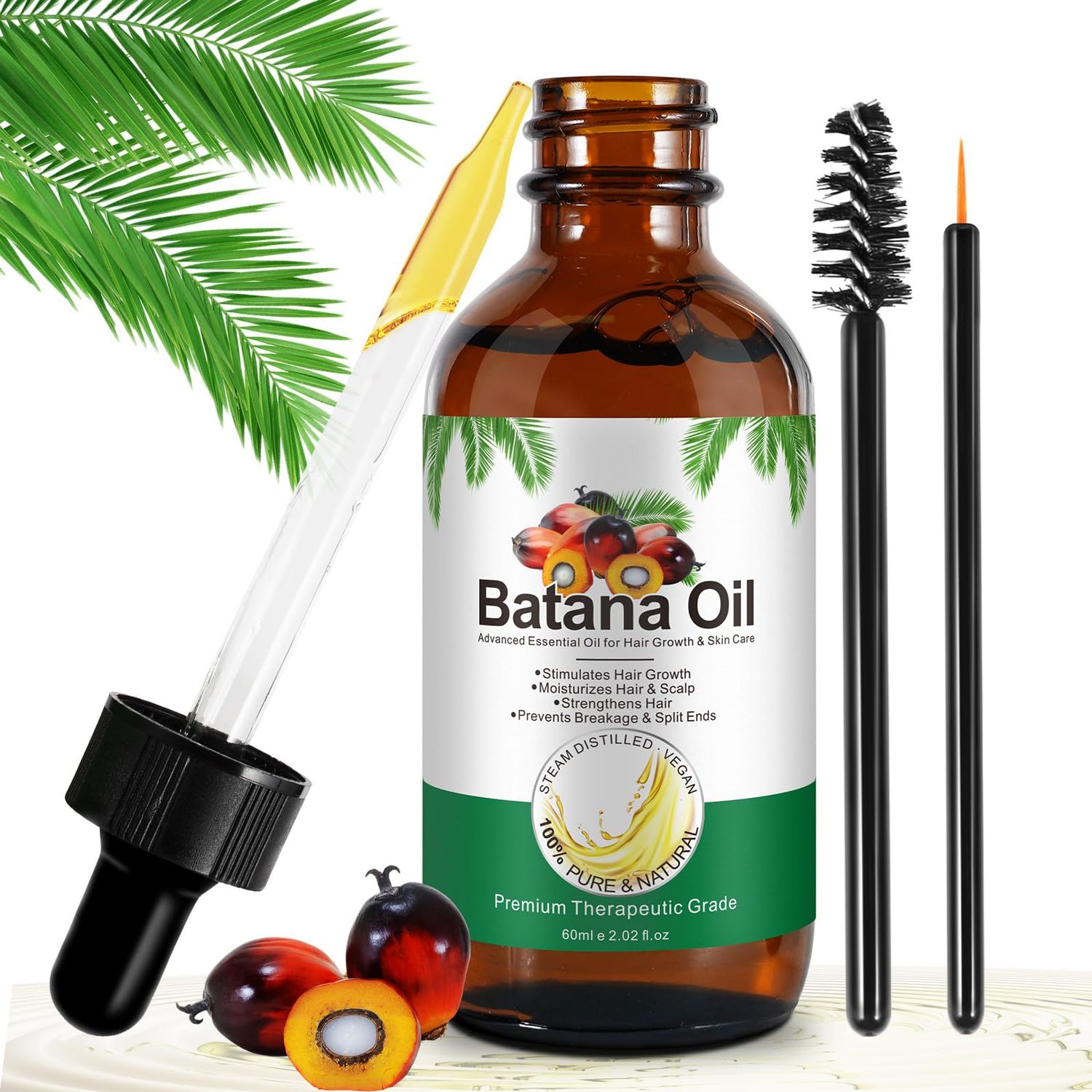 Batana Pure Natural Organic Cold Press Hair Oil for Split Ends, Enhances Hair Skin Radiance Nourishment