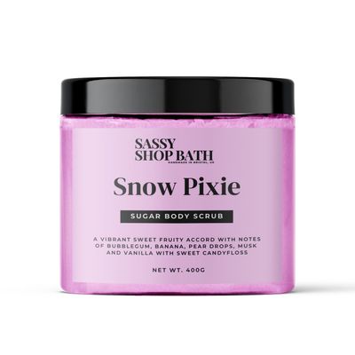 Sassy Shop Wax - Sugar Body Scrub, Snow Pixie - Gentle Exfoliation Long-lasting Hydration, With an Uplifting Fragrance - For Soft, Smooth, Radiant Skin - 400g