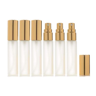 Enslz 6 pcs Frosted Fine Mist 10ml13oz Atomizer Glass Bottle Vial Spray Refillable Fragrance Perfume Empty Scent Bottle 2 pcs 3ML Free Pipette (10ml, Gold)