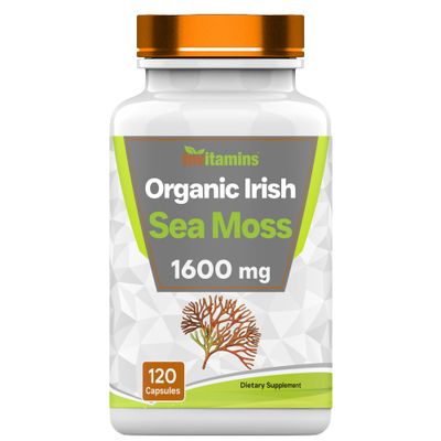 tnvitamins Organic Irish Sea Moss 1600mg - 120 Capsules Two Month Supplt Simply Organic Sea Moss Powder Capsules are Highly Potent, and Absorbable! Non-GMO Made in The USA!