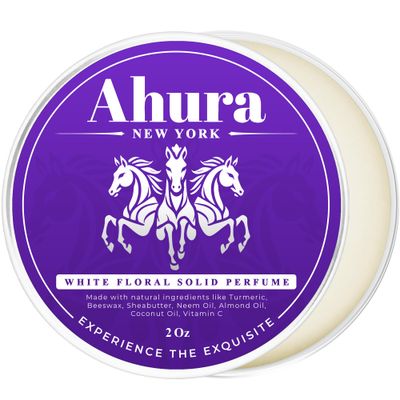 Ahura New York Herbal White Floral Eau de Parfum Solid Perfume Balm for Women, Natural, No Chemicals, No Alcohol, No Spill, Travel-Friendly, Cruelty-Free, Gift, Women&#39;s Perfume (2 oz) (White Floral)