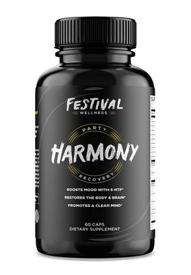 Harmony Festival Recovery Post-Festival, Rave, and Party Recovery Supplement 5-HTP Mood Boost, Replenishes B-Vitamins Electrolytes, Promotes a Clear Mind