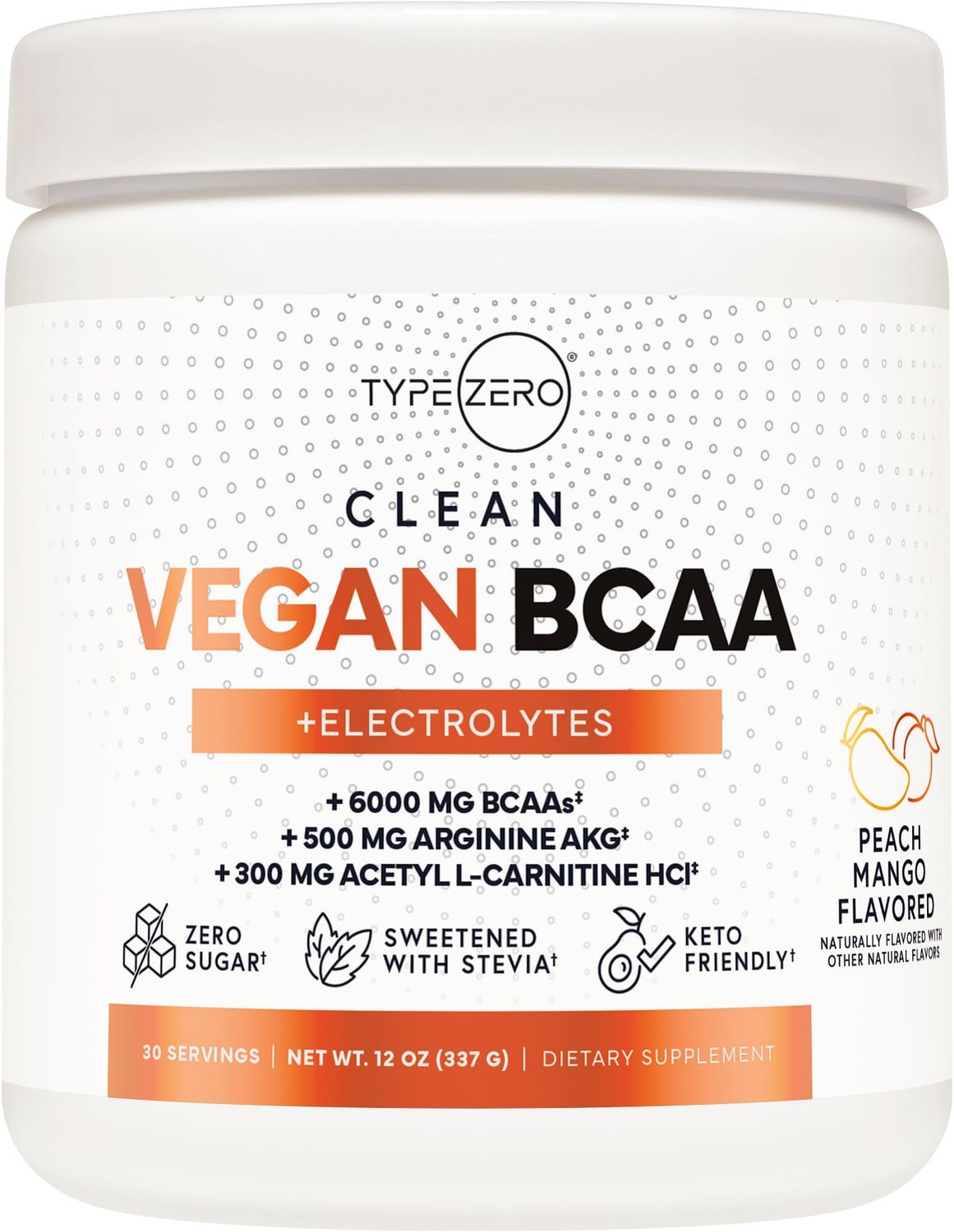 Ultra Clean Vegan BCAA Powder Electrolytes (Peach Mango 6G) 211 Sugar-FreeNo Sucralose BCAAs Amino Acids Supplement for WomenMen - Best BCAA Vegan Amino Acids After Post Workout Recovery Drink