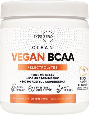Ultra Clean Vegan BCAA Powder Electrolytes (Peach Mango 6G) 211 Sugar-FreeNo Sucralose BCAAs Amino Acids Supplement for WomenMen - Best BCAA Vegan Amino Acids After Post Workout Recovery Drink