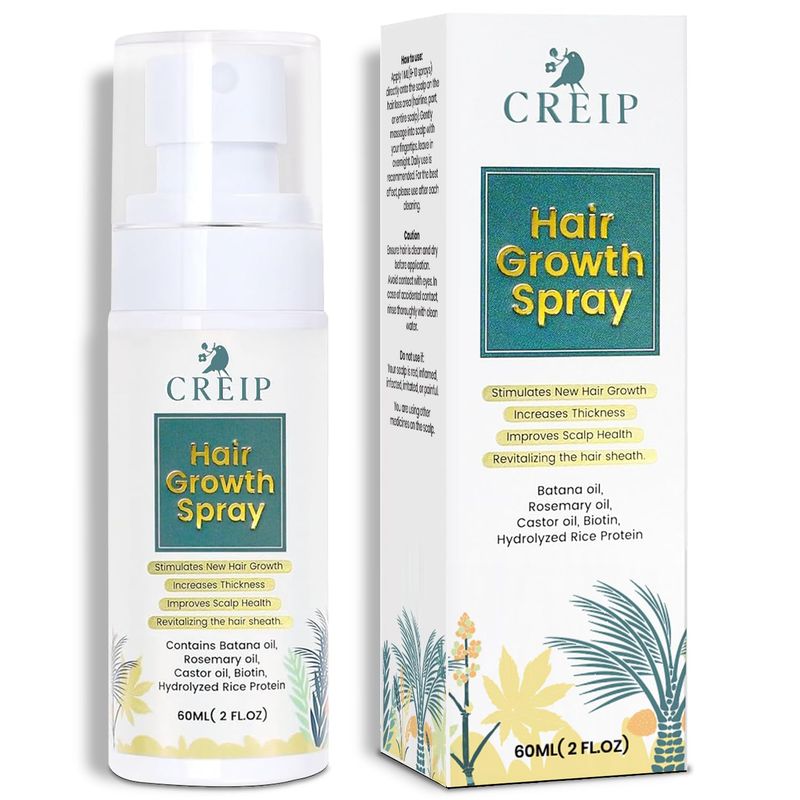 Natural Hair Growth Oil Spray Batana Rosemary Serum Biotin Caffeine Scalp Care Treatment - Thinning Hair Regrowth Thickening for Women Men 2 FL OZ