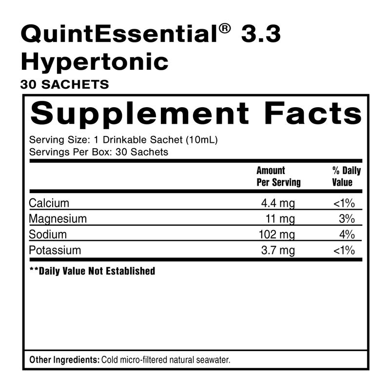 Quicksilver Scientific Original Quinton Hypertonic Solution - Sea Water Hydration - Liquid Minerals with Electrolytes for Muscle Recovery, StaminaMineral Replenishment (30 Single Serving Glass Vials)