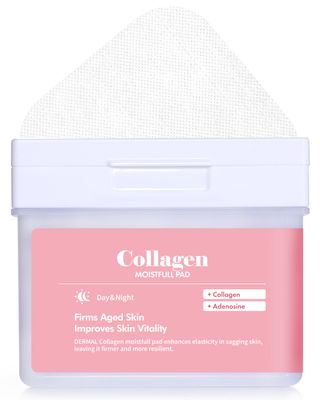 DERMAL Collagen Moistfull Pad - Korean Toner Pad for Elasticity Wrinkle Improvement with Peptides - Vegan Tencel Square Pads - High Capacity, 120 Sheets