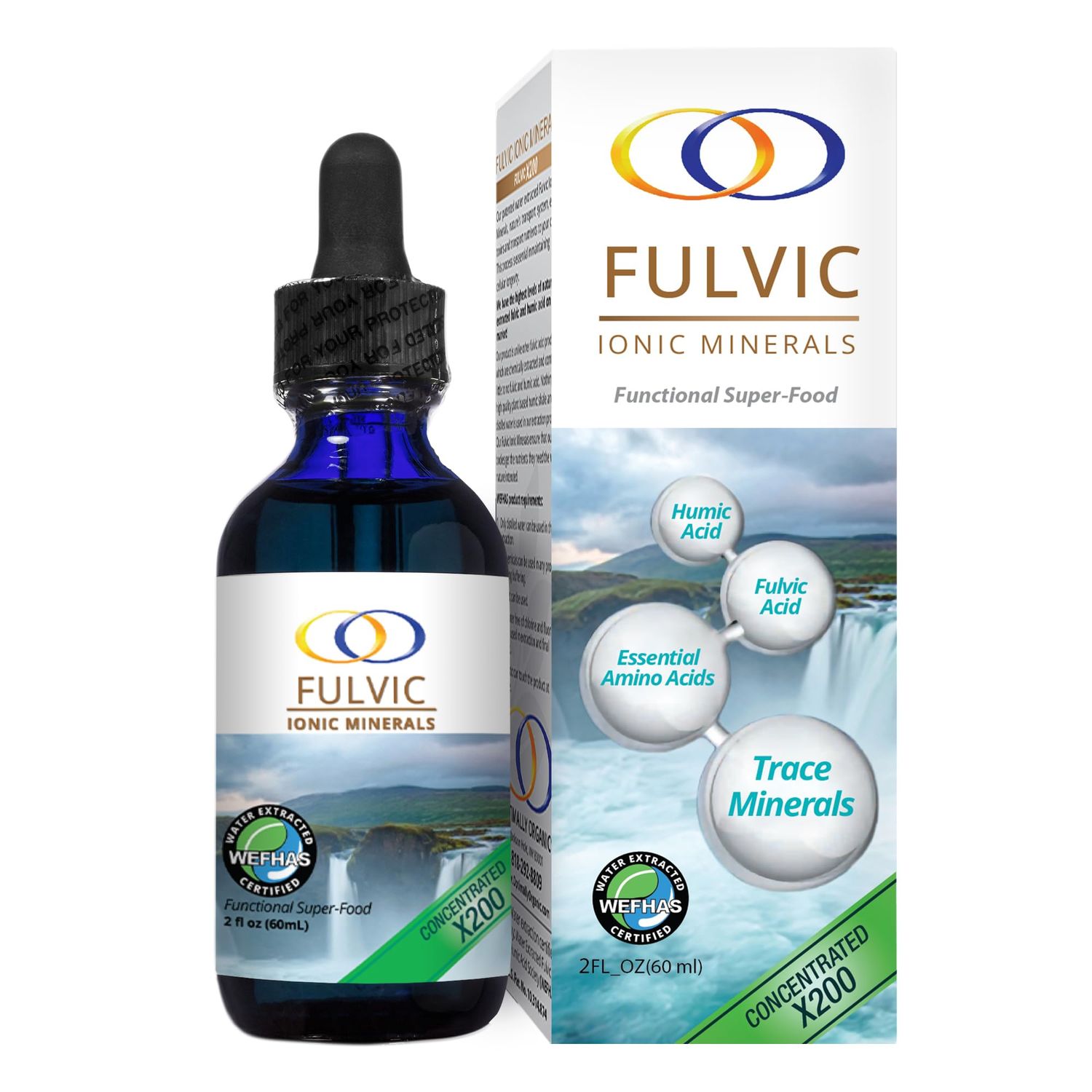 Optimally Organic Water Extracted Fulvic Ionic Minerals X200 - Patented BioActive Fulvic Acid, Humic Acid, Trace Minerals, Electrolytes Essential Amino Acids - 5 Month Supply