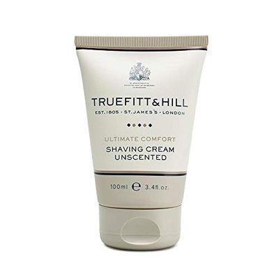 Truefitt Hill Shaving Cream Tube - Ultimate Comfort - Premium Glycerin-Based Lather, Smooth Glide, and Hydration for a Luxurious Shave, No Added Fragrance - 2.65 oz.