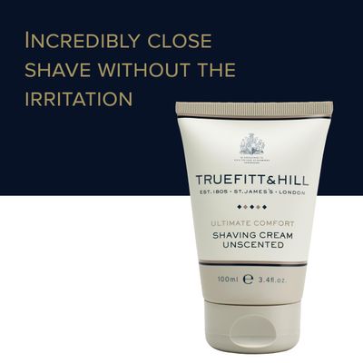 Truefitt Hill Shaving Cream Tube - Ultimate Comfort - Premium Glycerin-Based Lather, Smooth Glide, and Hydration for a Luxurious Shave, No Added Fragrance - 2.65 oz.