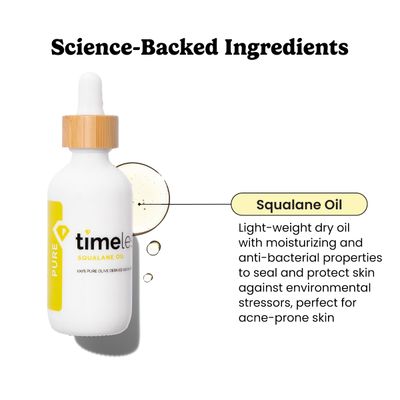 Timeless Skin Care Squalane Oil 100 Pure - Plant-Based Face Oil - Fragrance-Free - For Dry Skin - Moisturizing - 2 oz