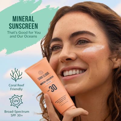 Sand Cloud Broad Spectrum Mineral Sunscreen for Face SPF 30, 1.7 Oz - Zinc Oxide Face Sunscreen for Sensitive Skin - Fragrance-Free Facial Mineral Sunscreen that Hydrates, Nourishes, Protects Skin