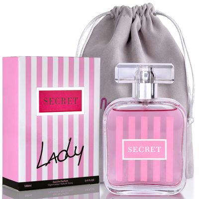 Secret Lady for Women - Combination of Fruity Floral Notes with Pine Tree Base - Aromatic Fragrance for All Occasions - Great Gift Choice - Elegant 100 ml bottle with Shiny Suede Pouch