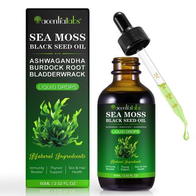 AFITMOE Sea Moss Liquid Drops - Irish Sea Moss with Burdock Root, Black Cumin, Bladderwrack, Ashwagandha - Essential Minerals Seamoss Supplement for Immune, Joint, Digestion, Aging Support