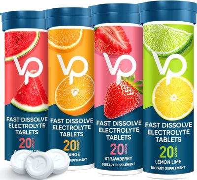 Venture Pal Chewable Electrolyte Tablets, Fast-Dissolve Sugar-Free Stick Salt Tablets - Variety Pack for Rapid Hydration, Outdoor Running, Hiking, Sports Keto Vegan Friendly 80 Count (4 Pack)
