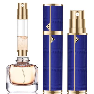 DIOHIO 5ml Perfume Atomizer Travel Refillable,Mini Cologne Dispenser, Bottom-Filling Fragrances Perfumes Bottle,Portable Sprayer Pocket Size for Women Men Cruise Car Trip GiftDark Blue