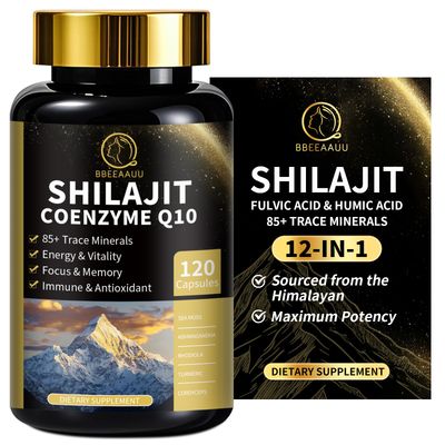 Shilajit Capsules with Sea Moss Ashwagandha for Men Women,12 in 1 Himalayan Shilajit Supplements with Coenzyme Q10, Fulvic Acid Humic Acid, Lion&#39;s Mane, Support Energy Immune, 120 Count