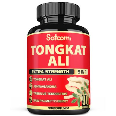 Satoomi 9in1 Tongkat Ali Root Extract - Ashwagandha, Tribulus Terrestris - 90 Capsules for 3 Months - Support Strength, Energy Healthy Immune