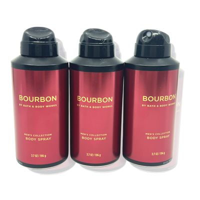 Bath Body Works Bourbon Body Spray 3.7oz - pack of 3 - Mens Collection Body Spray for Men