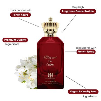 AUTHENTEQUE - Blessed by God - Perfumes for Women Men - Inspired by B.accarat R.ouge 5.40 - Unisex Perfume - 3.4 Fl Oz - Long lasting Fragrance - Amberwood, Ambergris, Saffron, Jasmine - 100ml