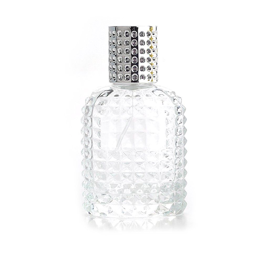 Enslz Perfume Fragrance Cologne Atomizer Empty Refillable Glass Bottle Fine Mist Silver Sprayer 50ml