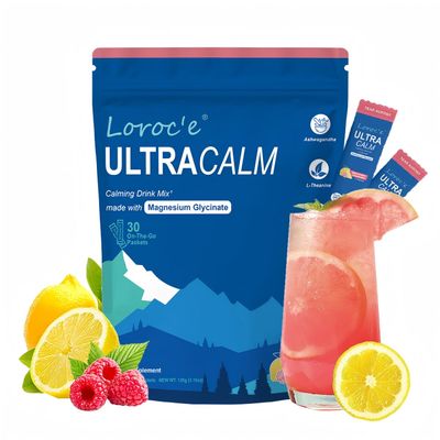 UltraCalm Super Cortisol Drink, Calm Magnesium Glycinate Powder (30 Servings), L-theanine, Ashwagandha, Vitamin D, No Sugar, Raspberry Lemonade ElectrolytesPowder
