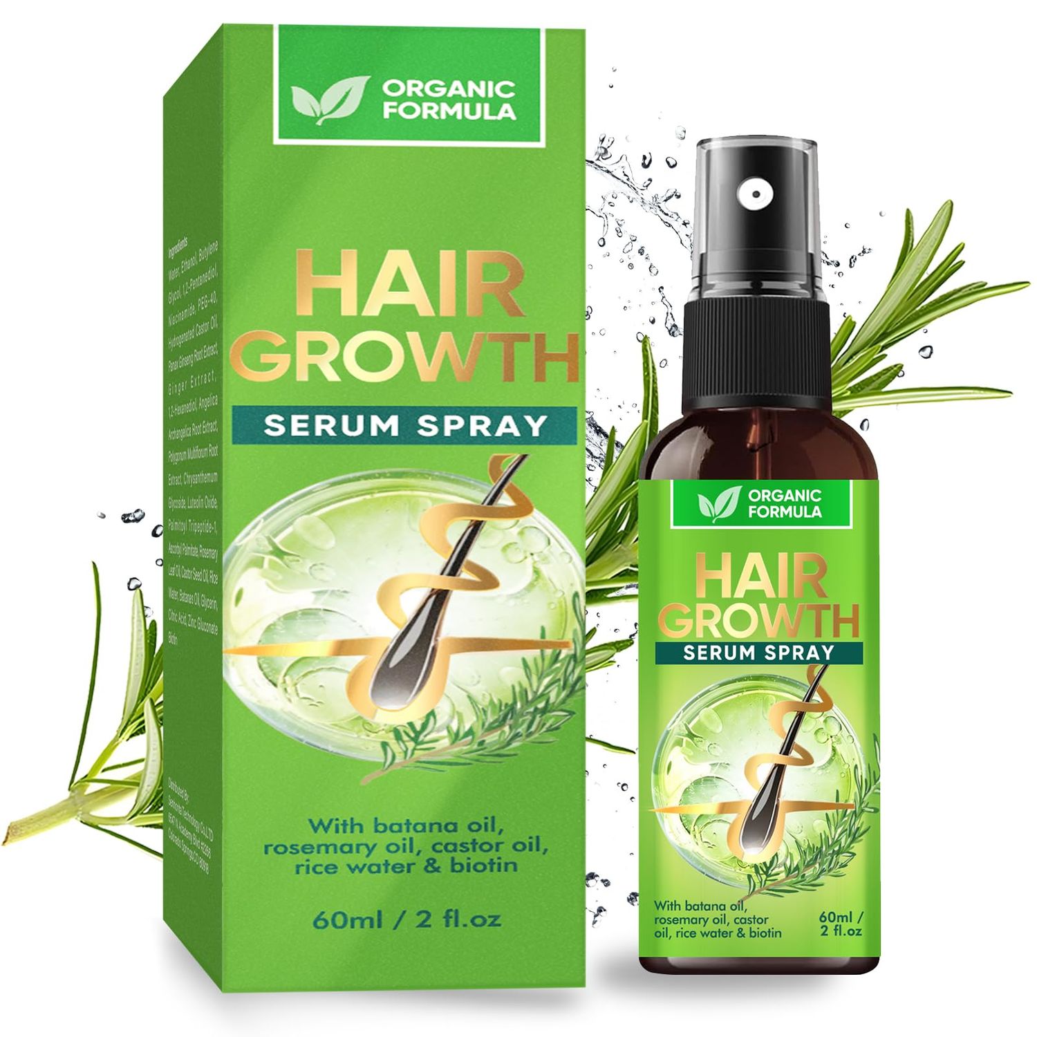 Hair Growth Serum Spray, with Rosemary, Batana, Biotin Oil for Hair Growth, Anti Hair Loss Thinning Hair, Regrowth Stronger Hair for Women and Men