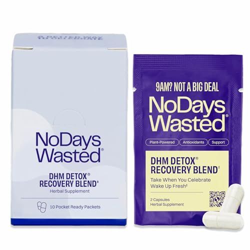 DHM Detox - No Days Wasted - New Look - Dihydromyricetin (DHM Supplement), Milk Thistle, Prickly Pear, B Vitamins, Hydration Electrolytes Blend-Take During Evening for Better Next Day and Recovery