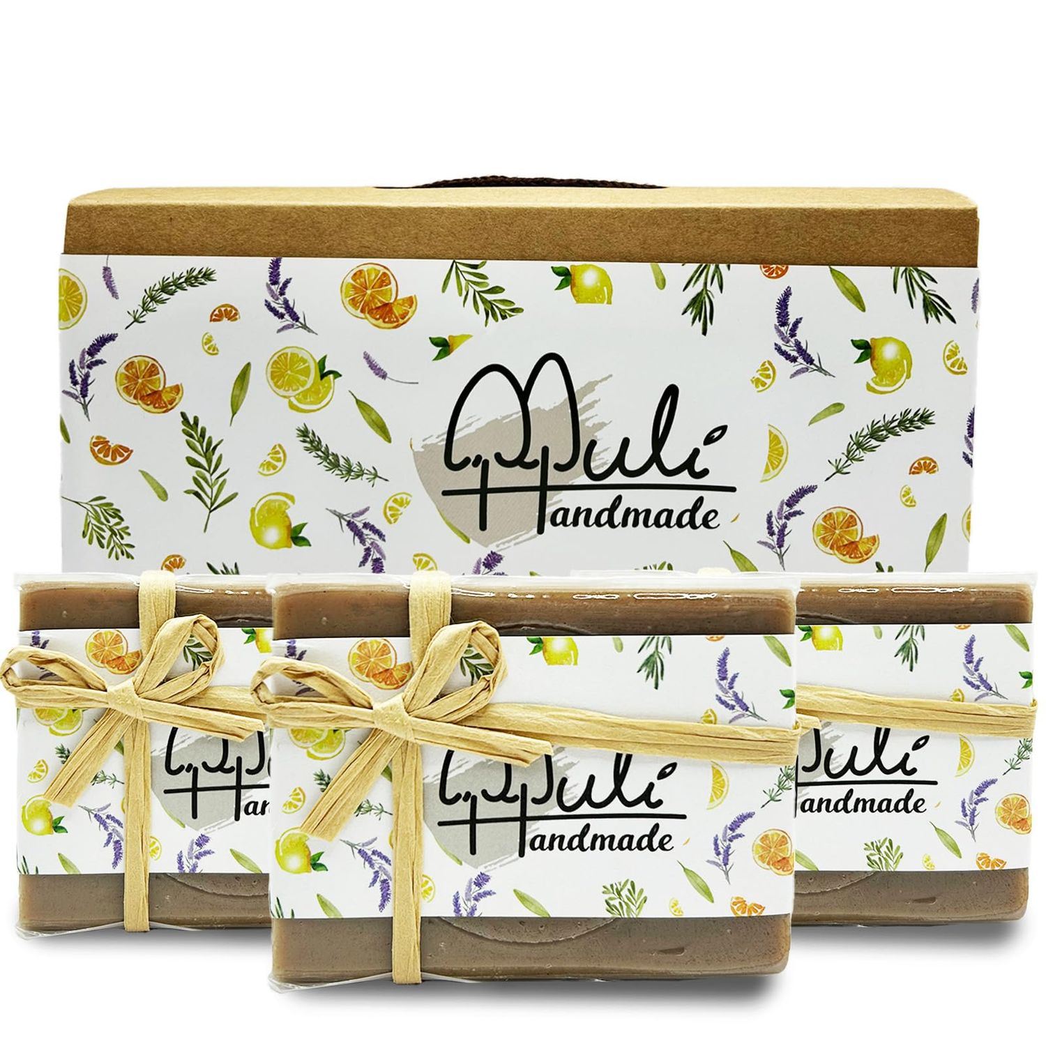 Natural Handemade Bar Soap for Men and Women with Essential oils, Scented Bar Soaps for Bath, Fragrance Gift Set (Pack of 3) Dead Sea Mud