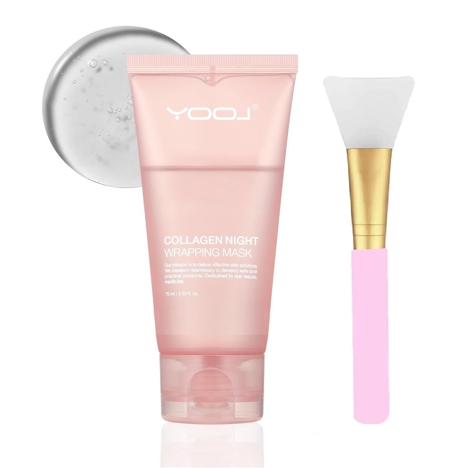 MULPG Collagen Overnight Wrapping Peel Off Facial Mask Pack,Collagen Night Wrapping Mask,Hydrates and Tightens Skin,Reduces Sagging,Elasticity Hydration Care 2.54 fl.oz (Brush Included)