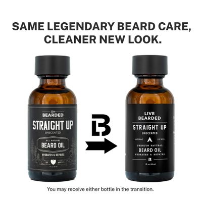 Live Bearded Beard Oil, 1 fl oz - Premium All-Natural Jojoba - Made in the USA - Hair and Skin Care for Men with Dry, Flaky Patches Straight Up Unscented - Fragrance-Free