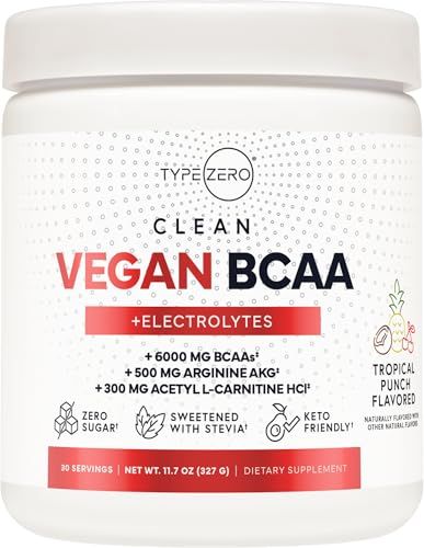 Type Zero Ultra Clean Vegan BCAA Powder Electrolytes (Hawaiian Punch 6G) 211 Sugar-FreeNo Sucralose BCAAs Amino Acids Supplement for WomenMen - Best BCAA Vegan Amino Acids After Workout Drink