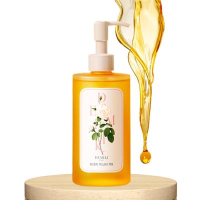 DEMIKI Hydrating Body Wash for Sensitive Dry Skin, White Rose Scent, Nourishing Shower Oil for Women, Winter Moisture Care, Sulfate-Free, Paraben-Free, Dye-Free, 10 fl oz