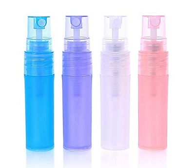 WOIWO 5ML Colorful Plastic Frosted Mini Atomizer Spray,Refillable Fragrance Perfume Scent Sample Bottle (4 Pieces)