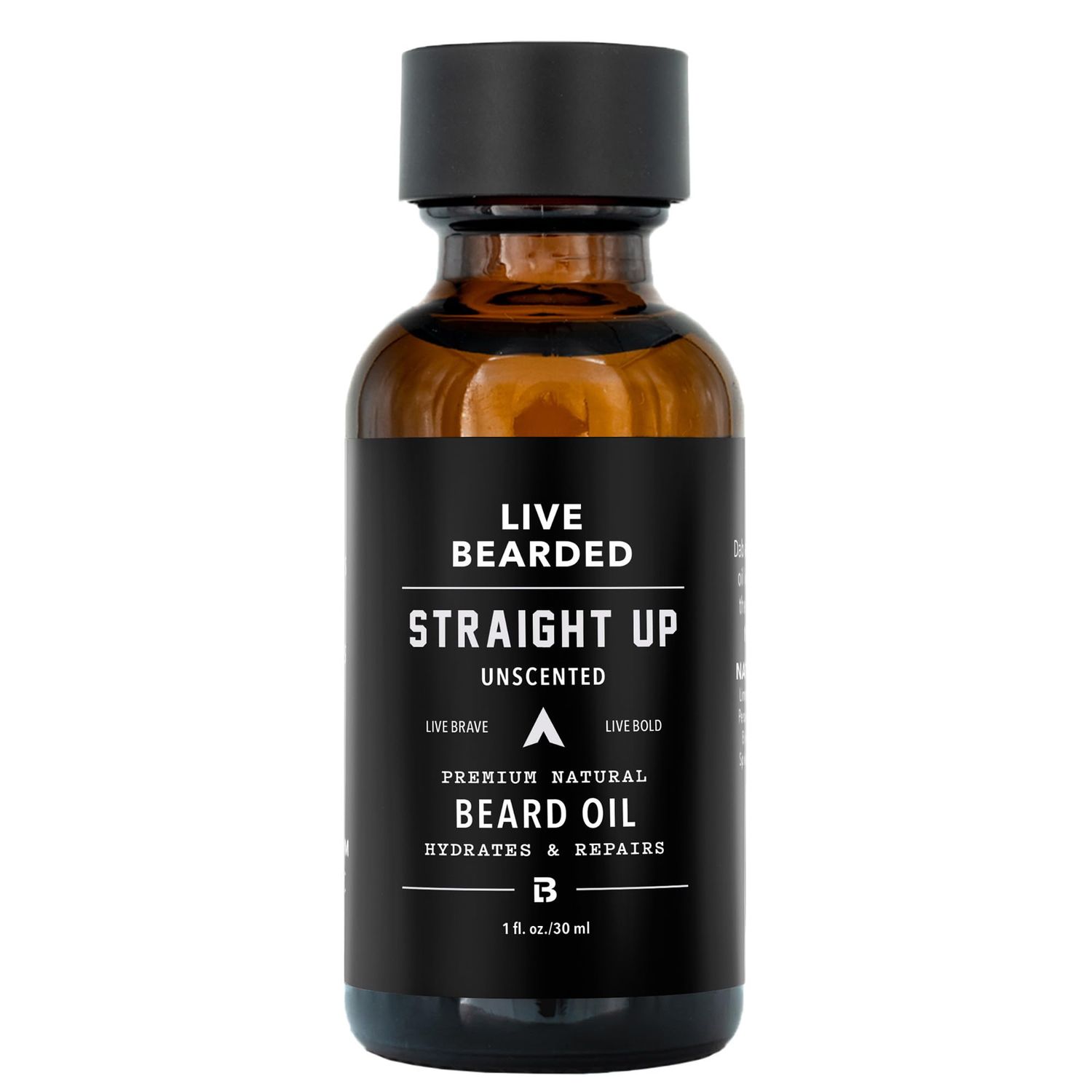 Live Bearded Beard Oil, 1 fl oz - Premium All-Natural Jojoba - Made in the USA - Hair and Skin Care for Men with Dry, Flaky Patches Straight Up Unscented - Fragrance-Free