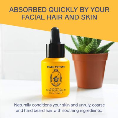 SEVEN POTIONS Beard Oil 1 fl oz Fragrance Free Beard Softener. Stops Beard Itch. Natural Beard Conditioning Oil. Contains Jojoba Oil (Pure Equilibrium)
